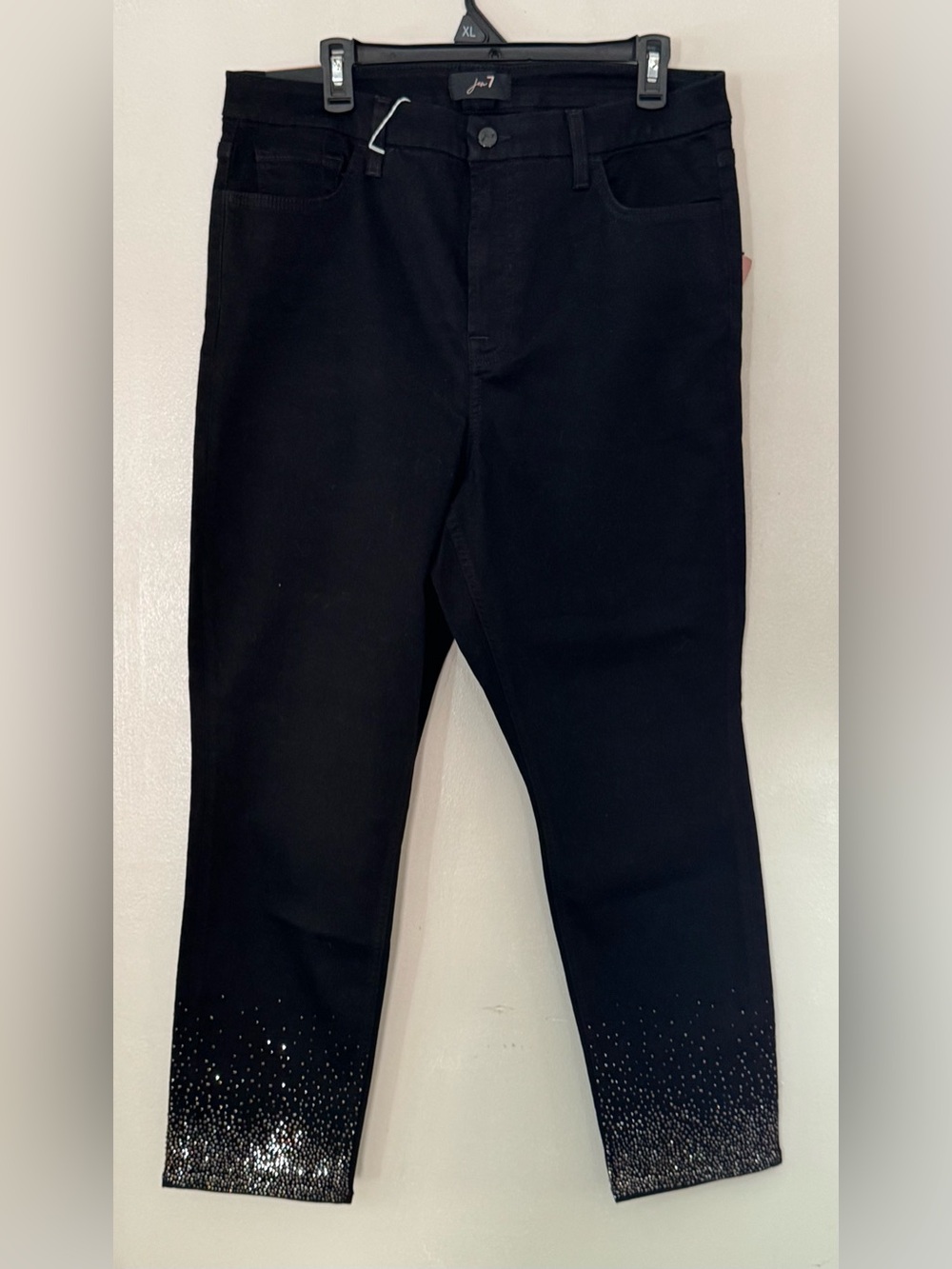 Jen 7 High Waist Skinny Size 16 Black with Enhance Me NWT Bedazzled Ankles